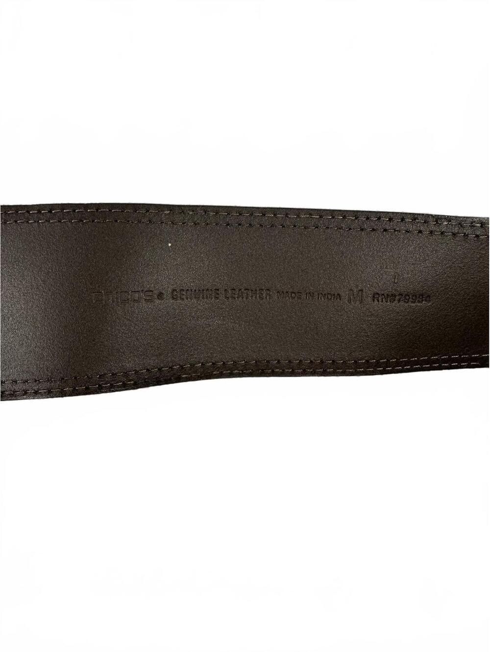 Chico's Wide Tan Leather Belt with Antique Brass Buckle - Picture 6 of 6